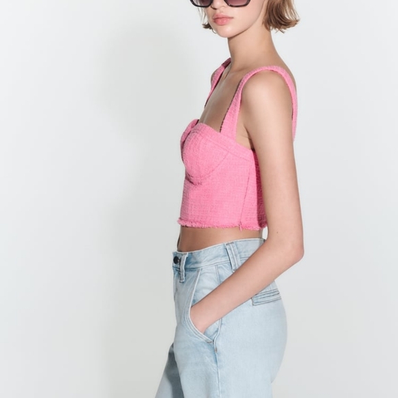 ZARA LIMITED EDITION TEXTURED BUSTIER TOP - Picture 2 of 14